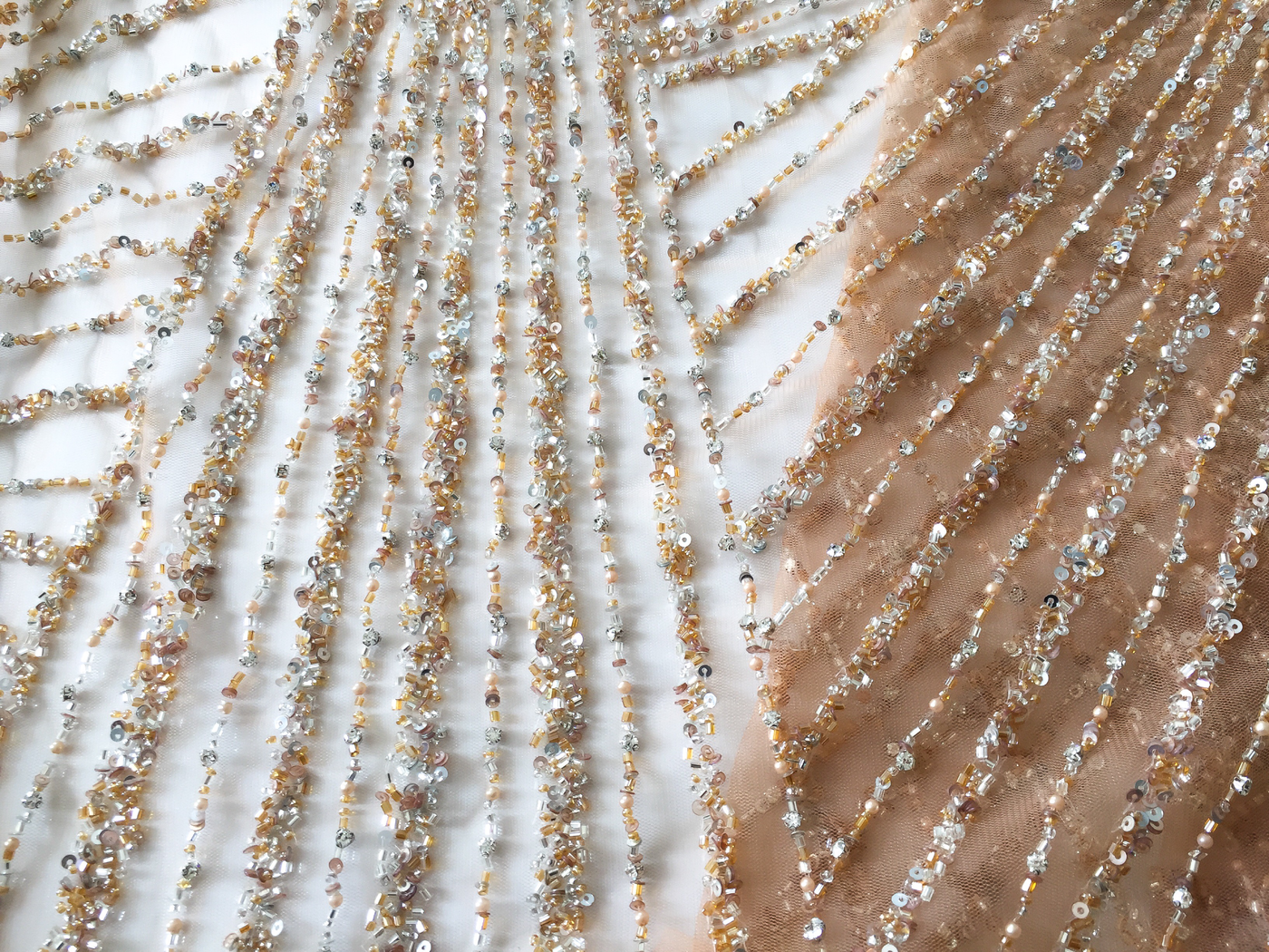 Magical lines Luxury Desert Handmade Crystals Beaded Lace | GHF fabrics