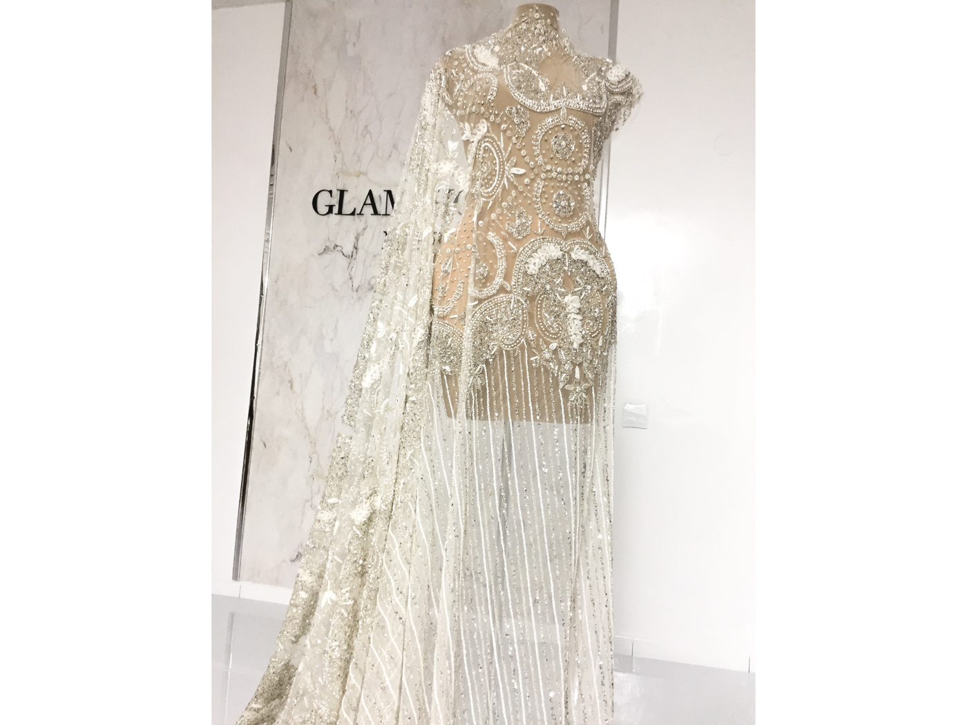 wedding gown dress form LUXURY BRIDAL BEADED LACE  | Glam House fabrics