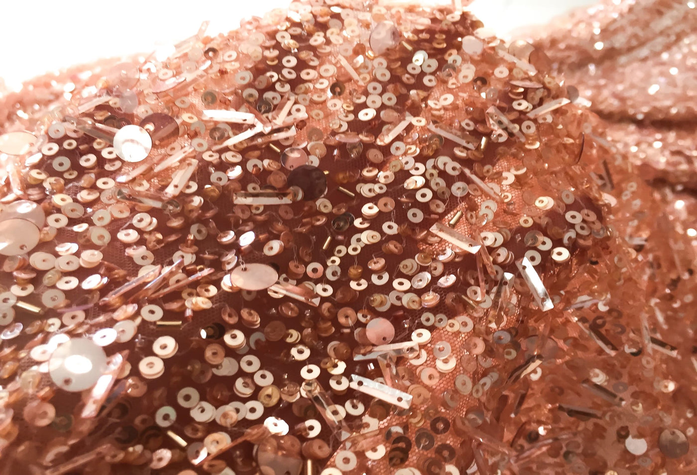 Luxe copper sequins handmade lace -SAMPLE