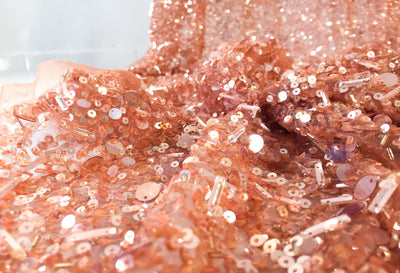 Luxe copper sequins handmade tulle | Glam House Fabrics