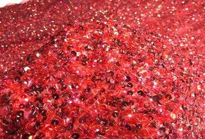Crowded Deep Red Sequins encaje hecho a mano- MUESTRA