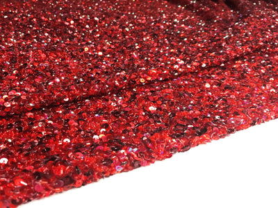 Crowded Deep Red Sequins&beads handmade lace