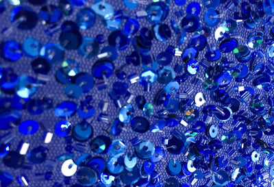 Crowded Royal Blue Sequins&beads handmade lace