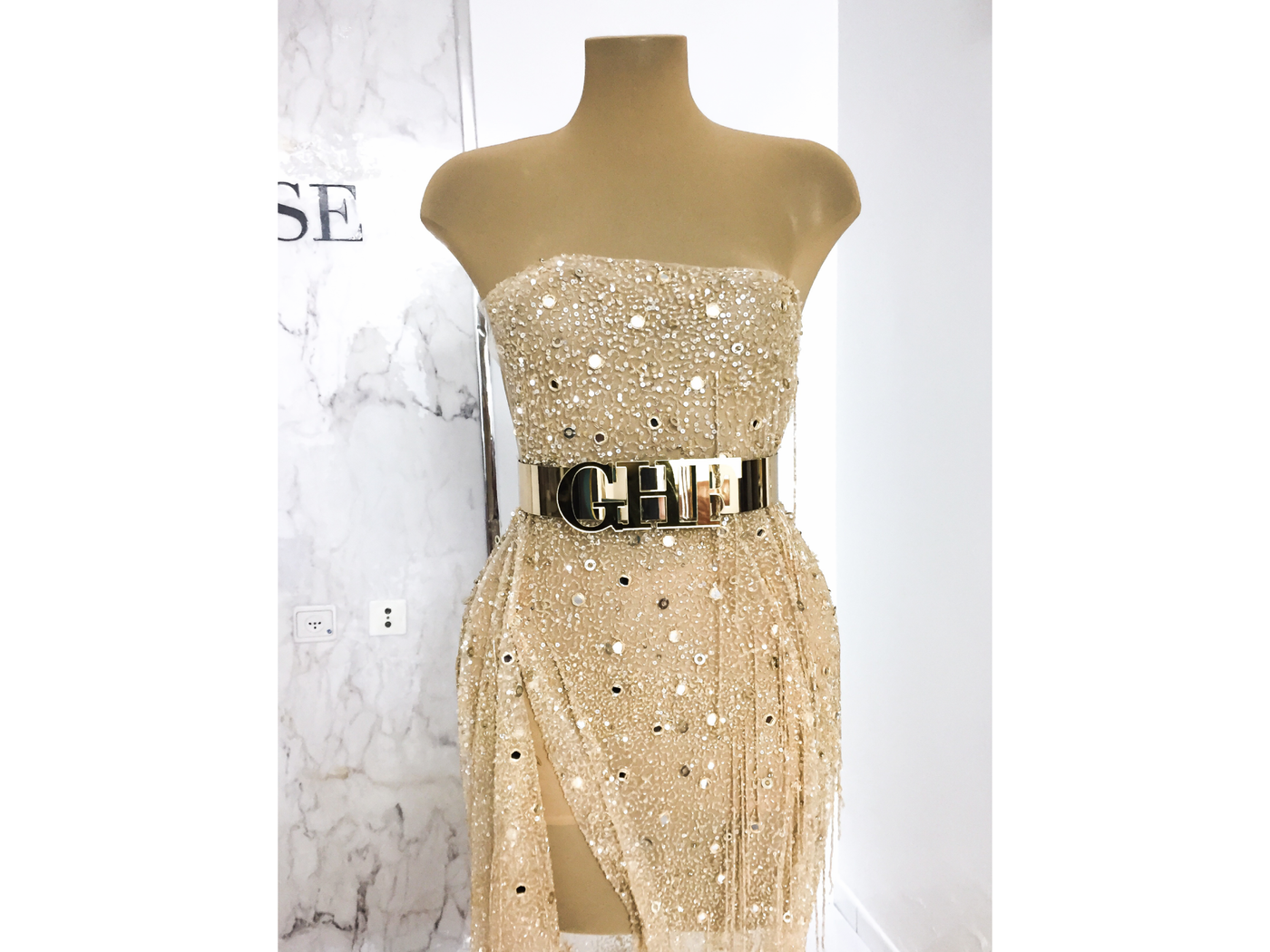 beaded dress made with handmade fringes gold lace