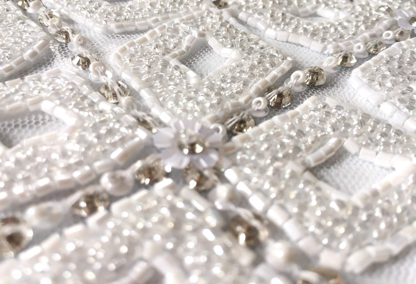 Heavy beaded bridal handmade lace | Flowers pattern | Glam House Fabrics
