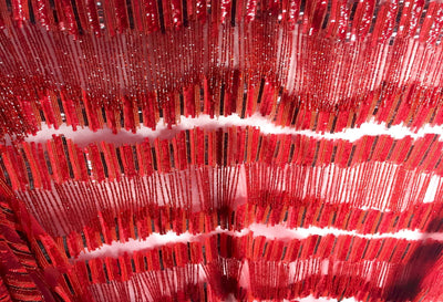 Handmade Fringes&sequines red lace