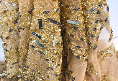 luxury fabric Golden handmade lace | Glam House Fabrics